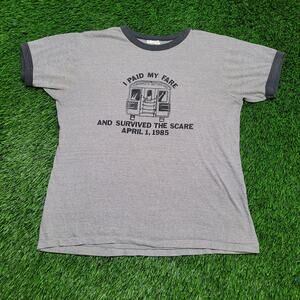 VTG 1985 Toronto TTC Fare Hike Ringer Tee T-Shirt Mens M Single Stitch